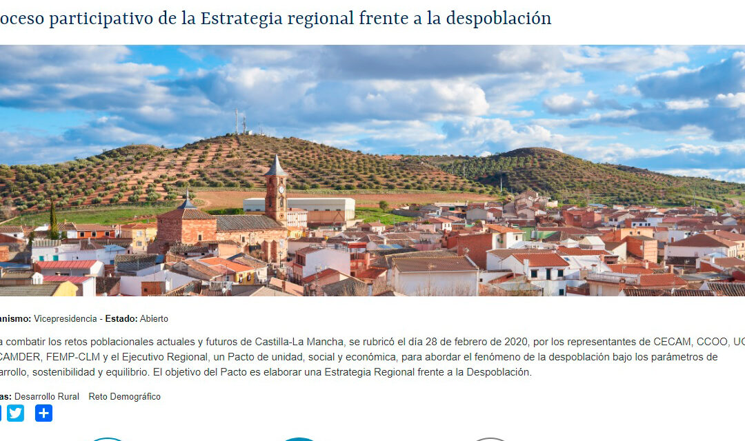Castilla-La Mancha abre un cuestionario público para elaborar la Estrategia Regional frente a la Despoblación